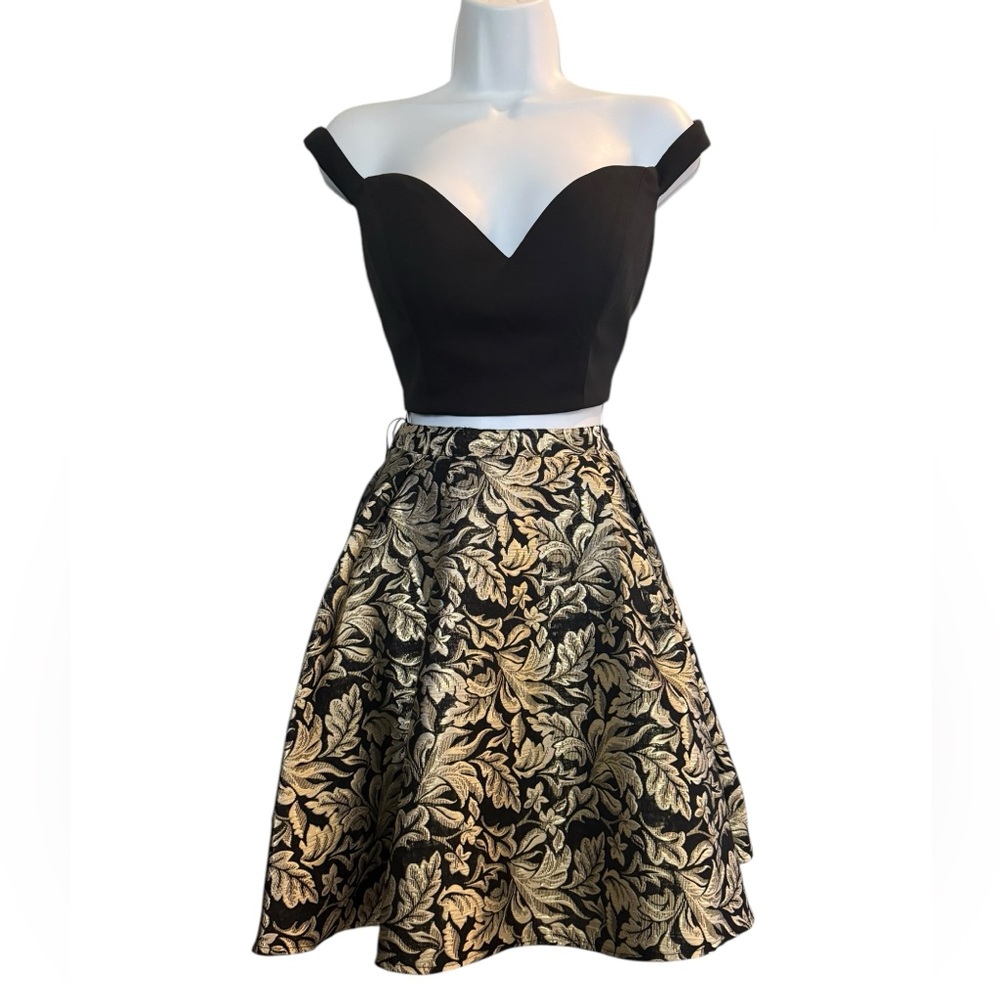 Jolene Formal Two Piece Retro Dress Set Black Off the Shoulder Sweetheart Neck 6